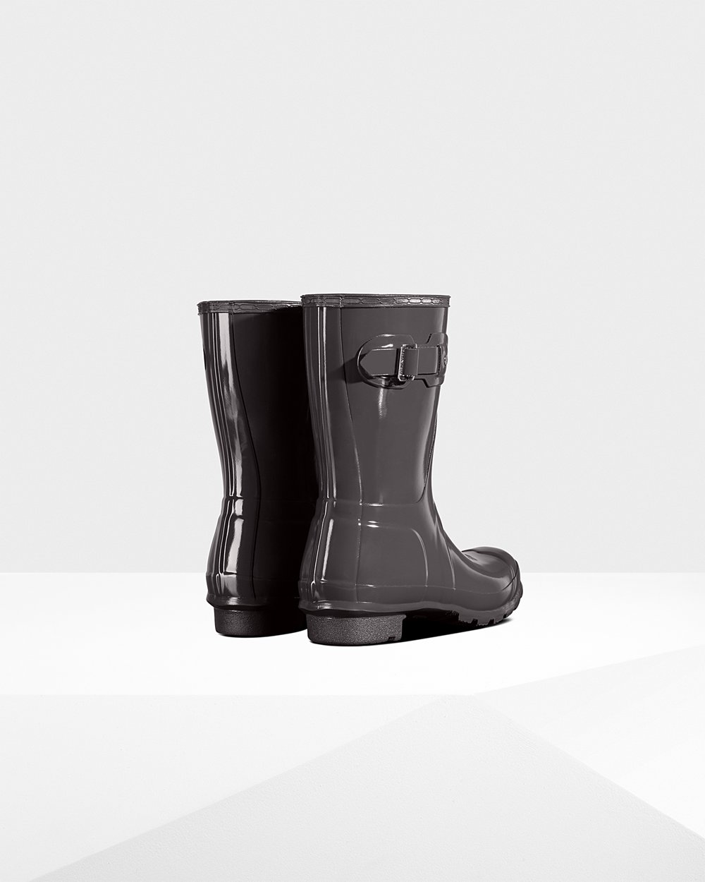 Womens Hunter Original Gloss - Short Rain Boots Grey - 5627-QIZWF